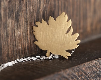Necklace with gold leaf, Maple leaf pendant, Gift for her