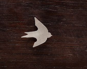 Silver swallow brooch (small), Bird brooch, Gift for her