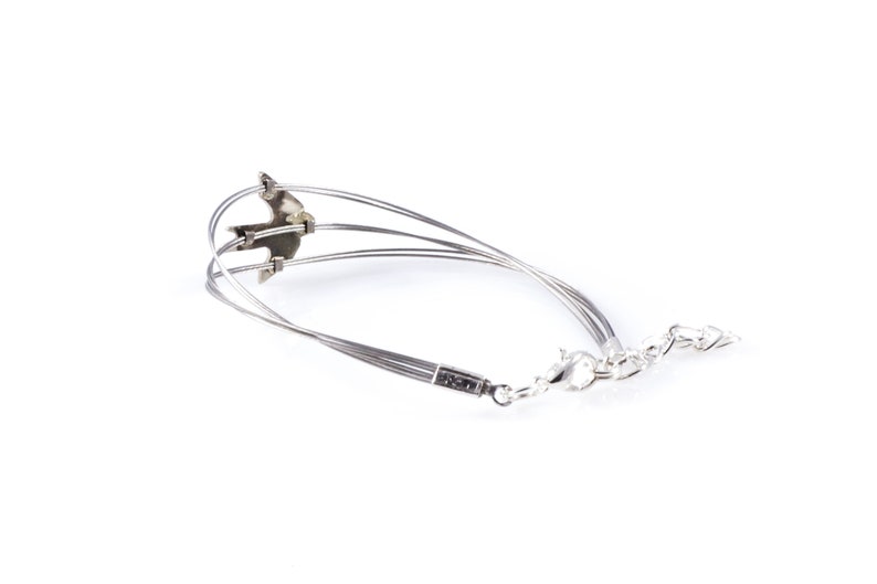 Bracelet with silver swallow, Silver swallow bracelet, Gift for her image 3