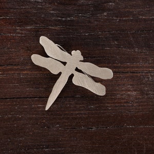Silver Dragonfly Brooch | Handmade Brass Insect Pin | Minimalist Nature Jewelry Gift