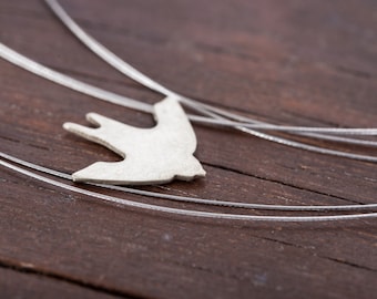 5 swallows silver necklace with handmade swallows, Gift for her