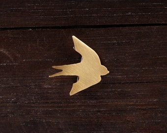 Gold swallow brooch (small), Bird brooch