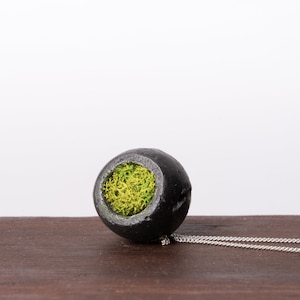 Geometric Concrete Charm: Scandinavian Moss Pendant Necklace