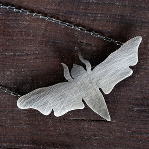 Mysterious Moth Jewelry: Dark Silver Necklace with Moth Charm, Perfect Gift Idea