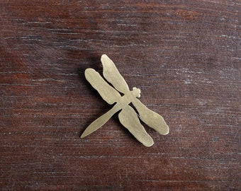 Gold dragonfly brooch, Brass dragonfly brooch, Gift for her