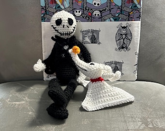 Crocheted Jack Skellington with Zero Inspired Doll