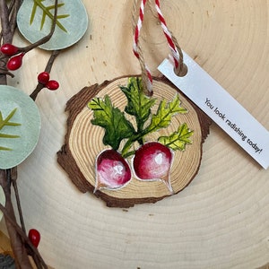 Hand painted Radish Christmas Ornament, holiday decor, Christmas gift, radishes, tree decoration, homemade holiday, pun, vermont, veggies image 6