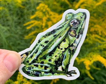 Frog Vinyl Sticker: Waterproof Laptop Decal, Acrylic Painting Art