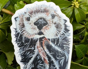3x2.5" Otter Waterproof Sticker, cute sticker, laptop sticker, wildlife sticker, sea, river otter, vermont sticker, decal, bumper sticker