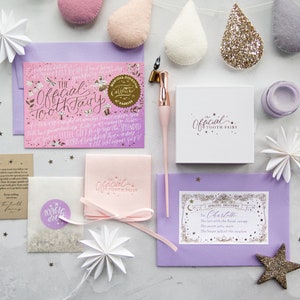 Kit de lettres personnalisé fée des dents en rose pastel | Pochette fée des dents | Sac fée des dents