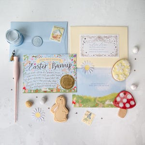 Tarjeta floral personalizada de lujo con diseño de conejito de Pascua / Carta de conejito de Pascua / Rellenos para cestas de Pascua / Certificado de Pascua
