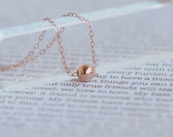 Tiny Rose Gold BALL Necklace • Dainty Rose Gold Necklace • Minimalist Necklace • Rose Gold Layering Necklace