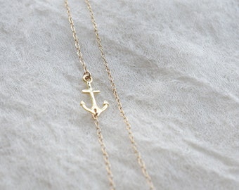 Gold SIDEWAYS ANCHOR Necklace • Gold Anchor Necklace • Minimalist Necklace • Dainty Anchor Necklace • Summer Necklace