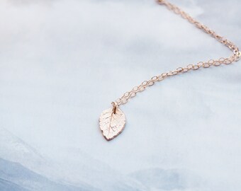 Dainty Leaf Necklace, Rose Gold Leaf Necklace, Gold Leaf Necklace, Sterling Silver Leaf Necklace