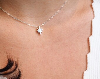 Sterling Silver STAR Necklace • NORTH STAR Necklace • Delicate Silver Necklace • Layering Necklace • Dainty Clover Necklace