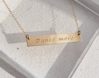 DANCE MORE Necklace in Sterling Silver, Gold Filled, Rose Gold Filled • Joy Necklace • Be Happy Necklace • Inspirational Necklace Gift
