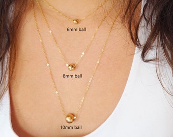 HAMMERED BALL Necklace in Sterling Silver, Gold Filled or Rose Gold Filled • Simple Dot Necklace • Layering Necklace • Choose Size Ball