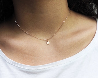 Collier TRÈFLe en or rose • Collier d’or rose chanceux • Collier d’or rose Dainty • Collier de superposition