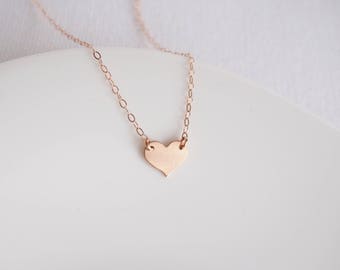 Dainty Rose Gold HEART Necklace • Rose Gold Necklace • Rose Gold Love Necklace • Valentines Day Gift • Layering Necklace
