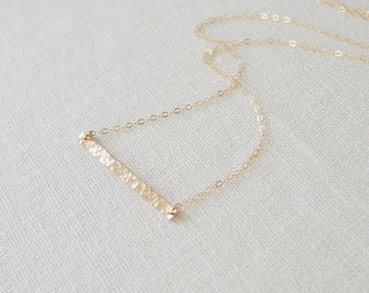 Gold HAMMERED BAR Necklace • Gold Bar Necklace • Gold Filled Necklace • Layering Necklace • Minimalist Necklace • Geometric Necklace