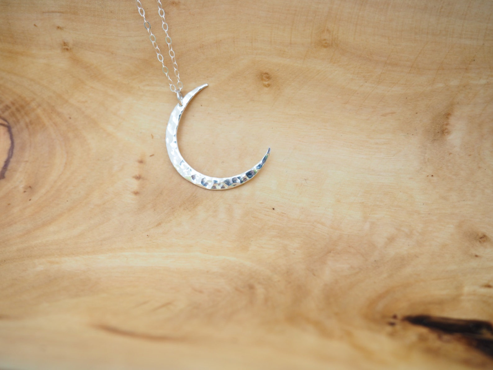 Sterling Silver CRESCENT MOON Necklace Long Moon Necklace Etsy