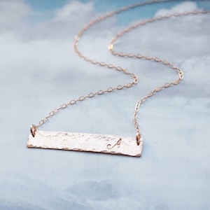 HAMMERED INITIAL BAR Necklace in Sterling Silver, Gold Filled or Rose Gold Filled • Hand Stamped Necklace • Personalized Necklace