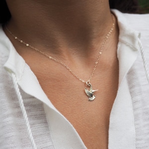 Sterling Silver HUMMINGBIRD Necklace • Sterling Silver Bird Necklace • Layering Necklace • Birds Lover Gift