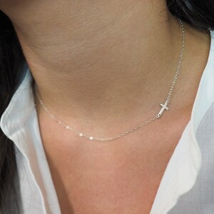 Sterling Silver SIDEWAYS CROSS Necklace Sterling Silver Cross