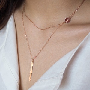 SIDEWAYS INITIAL and BAR Necklaces in Sterling Silver, Gold Filled or Rose Gold Filled • Set Of Two Necklaces • Sideways Initial Necklace