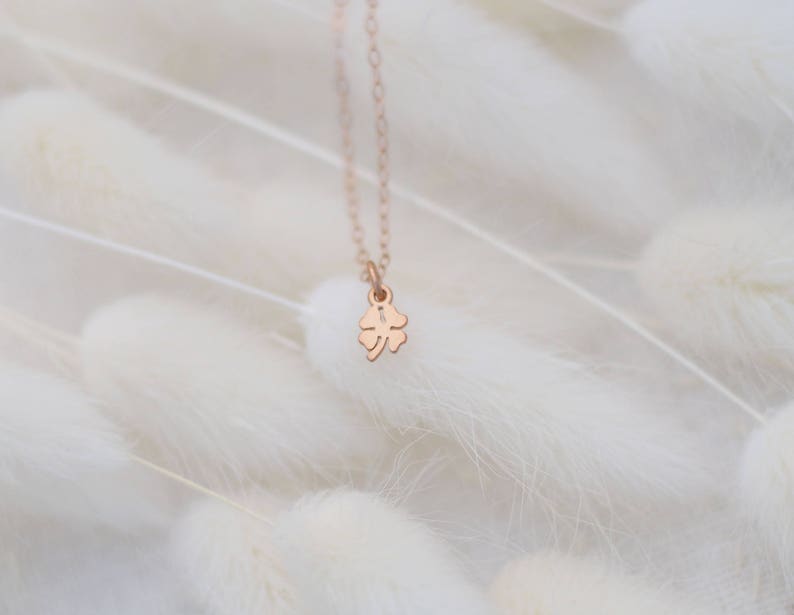 Rose Gold CLOVER Necklace \u2022 Lucky Rose Gold Necklace \u2022 Dainty Rose Gold Necklace \u2022 Layering Necklace