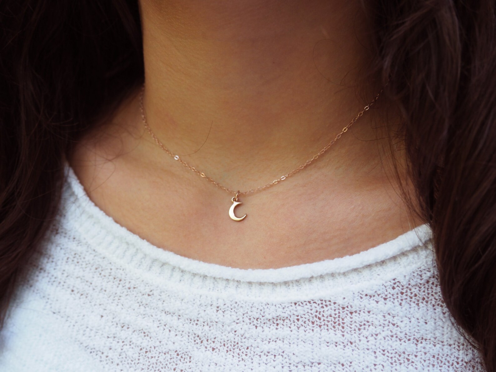 Tiny crescent moon necklace Clearance