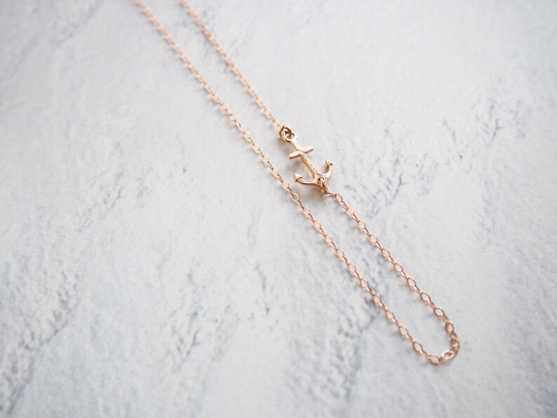 Rose Gold ANCHOR Necklace Rose Gold Sideways Anchor Necklace Etsy