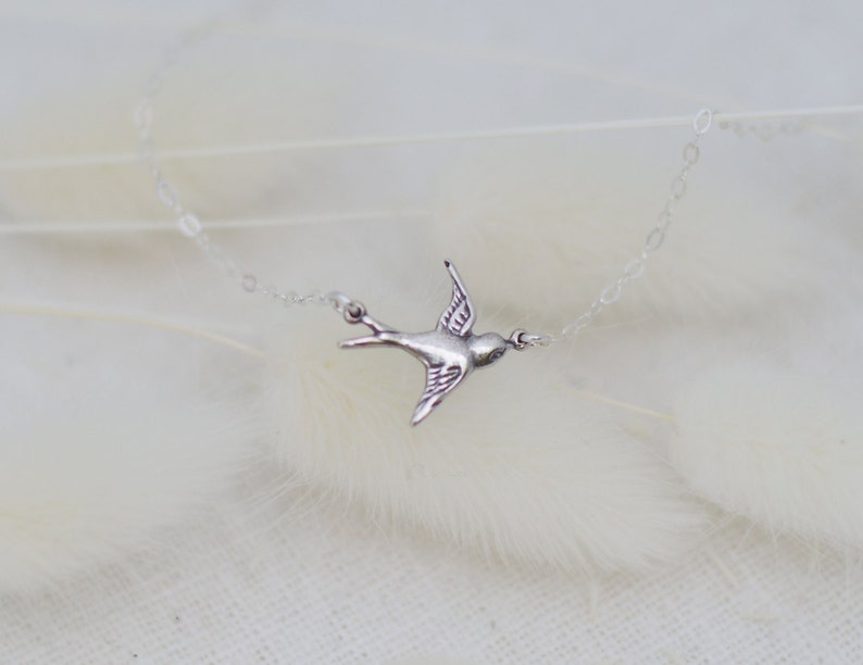 Bird ANKLET in Sterling Silver, Gold or Rose Gold Dainty Bird Anklet Summer Jewelry image 3