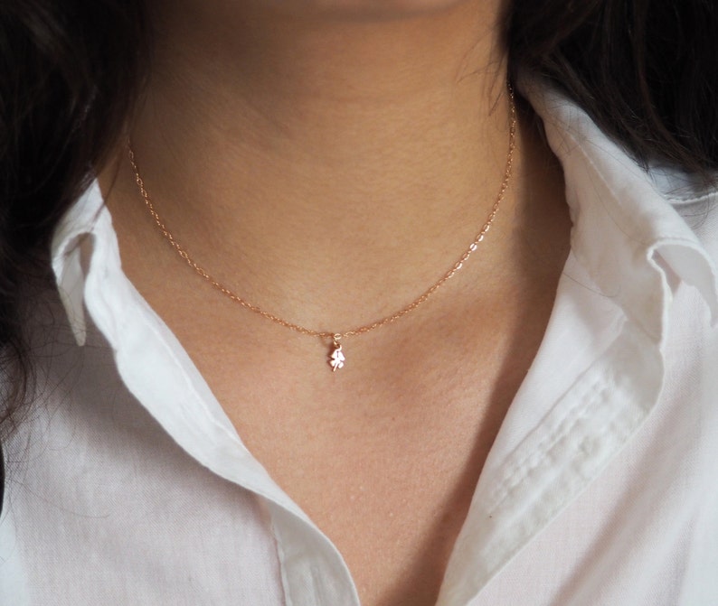 Rose Gold CLOVER Necklace \u2022 Lucky Rose Gold Necklace \u2022 Dainty Rose Gold Necklace \u2022 Layering Necklace