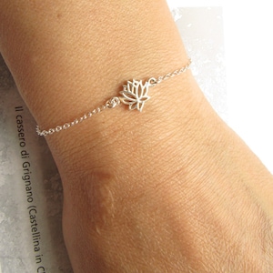 Sterling Silver LOTUS Bracelet Sterling Silver Bracelet Zen Bracelet Silver Lotus Charm Bracelet image 1