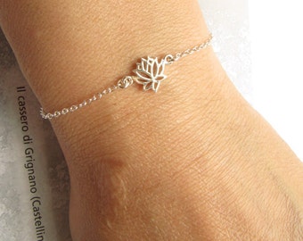 Sterling Silver LOTUS Bracelet • Sterling Silver Bracelet • Zen Bracelet • Silver Lotus Charm Bracelet