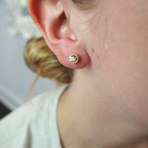 Rose Gold Stud Earrings Swarovski Crystal Champagne Earrings Dainty Rose Gold Earrings Gift for Her Jewelry Gift image 3