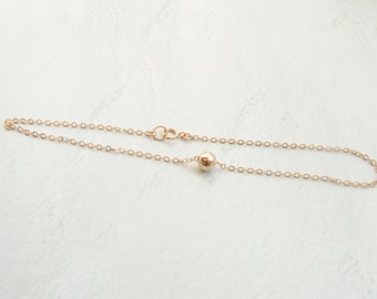 HAMMERED BALL Anklet in Sterling Silver, Gold Filled or Rose Gold Filled • Rose Gold Anklet Bracelet • Rose Gold Ball Anklet