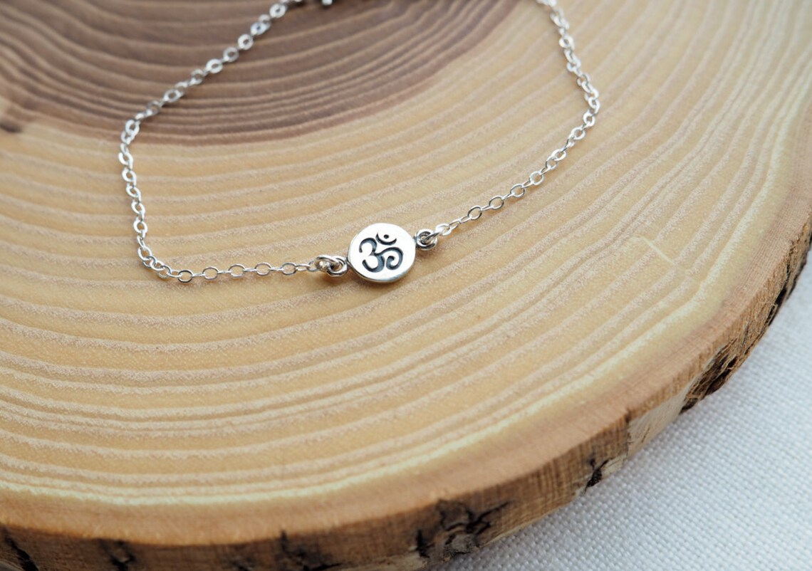 Sterling Silver OM Bracelet Yoga Bracelet Sterling Silver Etsy