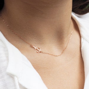 Rose Gold ANCHOR Necklace • Rose Gold Sideways Anchor Necklace • Dainty Rose Gold Necklace • Dainty Sideways Necklace • Summer Jewelry Gift