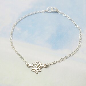 Sterling Silver LOTUS Bracelet Sterling Silver Bracelet Zen Bracelet Silver Lotus Charm Bracelet image 4