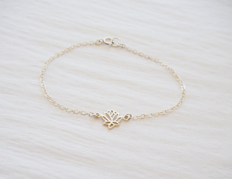 Sterling Silver LOTUS Bracelet Sterling Silver Bracelet Zen Bracelet Silver Lotus Charm Bracelet image 2