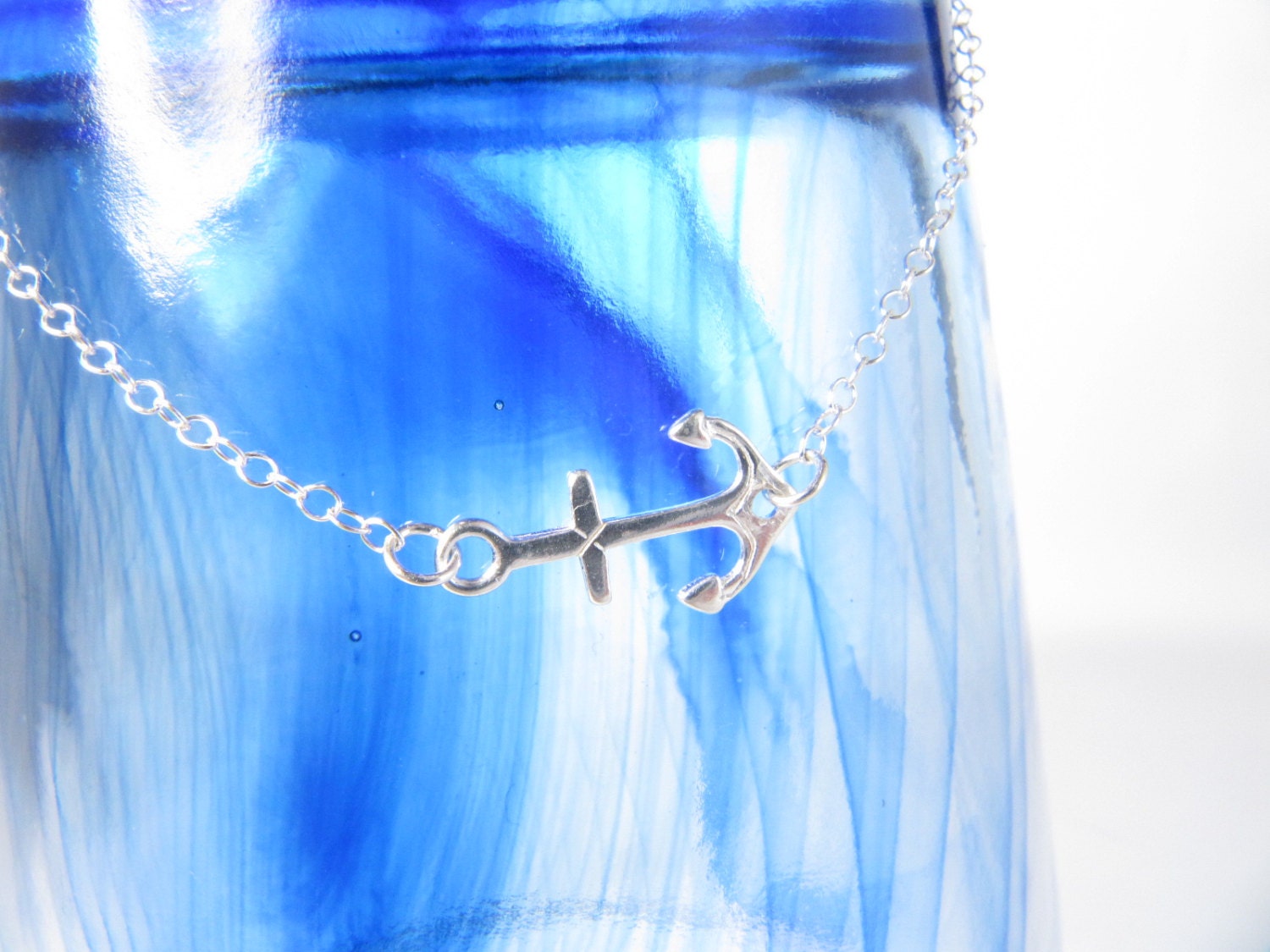 ANCHOR Bracelet in Sterling Silver, Gold or Rose Gold • Sideways Anchor Bracelet • Dainty Bracelet • Nautical Gift • Gift for Her