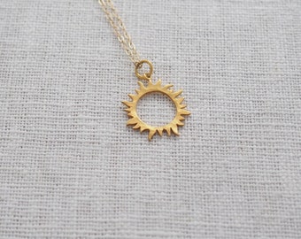 Gold SUN Necklace • You Are My Sunshine Necklace • Sunburst Necklace • Celestial Necklace • Nature Lover Gift • Hammered Sun Necklace