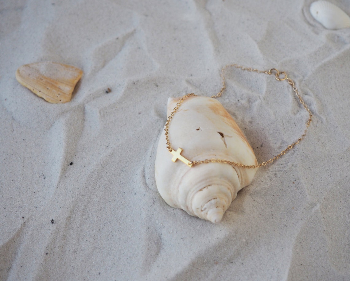 Rose Gold CROSS Anklet Rose Gold Anklet Tiny Cross Anklet Etsy