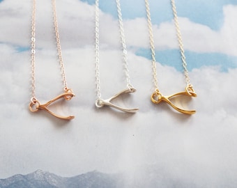 Wishbone Necklace, Available in Sterling Silver, Gold and Rose Gold