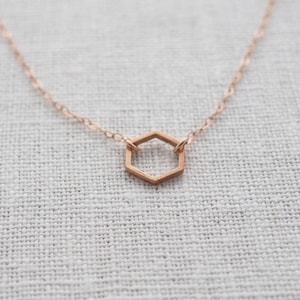 HEXAGON Necklace in Sterling Silver, Gold or Rose Gold • Dainty Honeycomb Necklace • Geometric Necklace • Layering Necklace