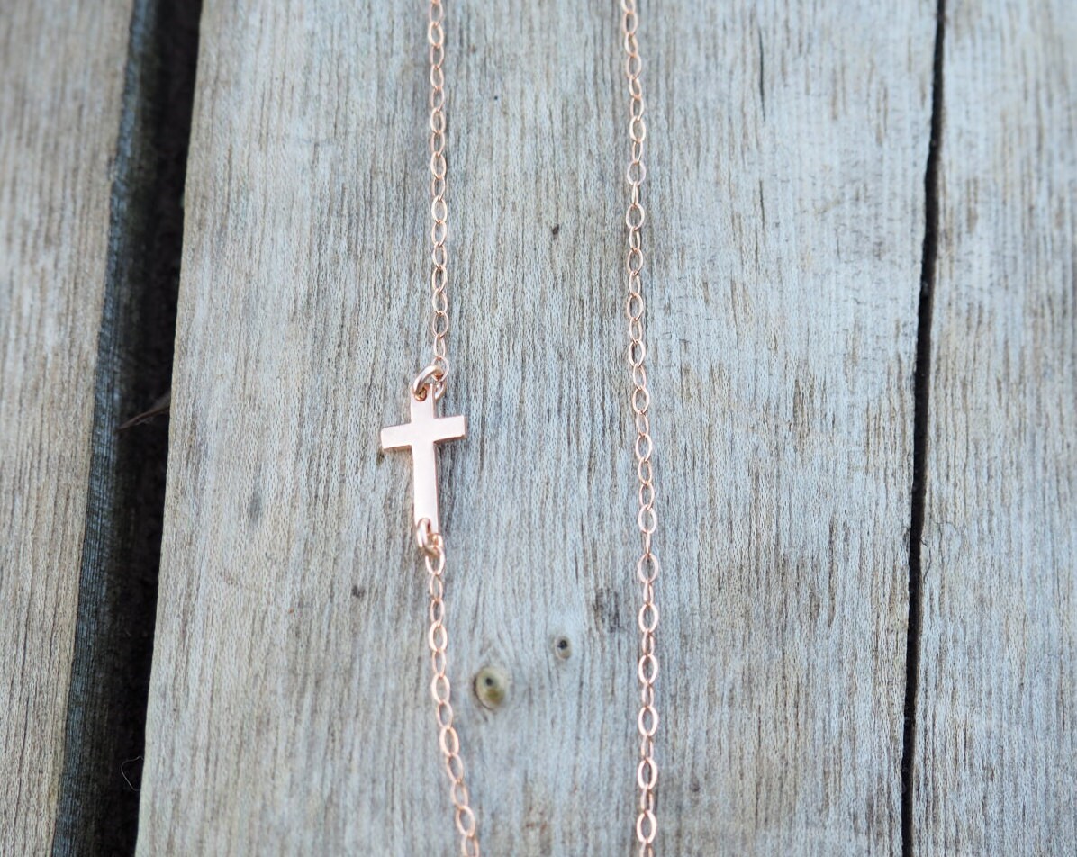 Rose Gold CROSS Anklet Rose Gold Anklet Tiny Cross Anklet Etsy