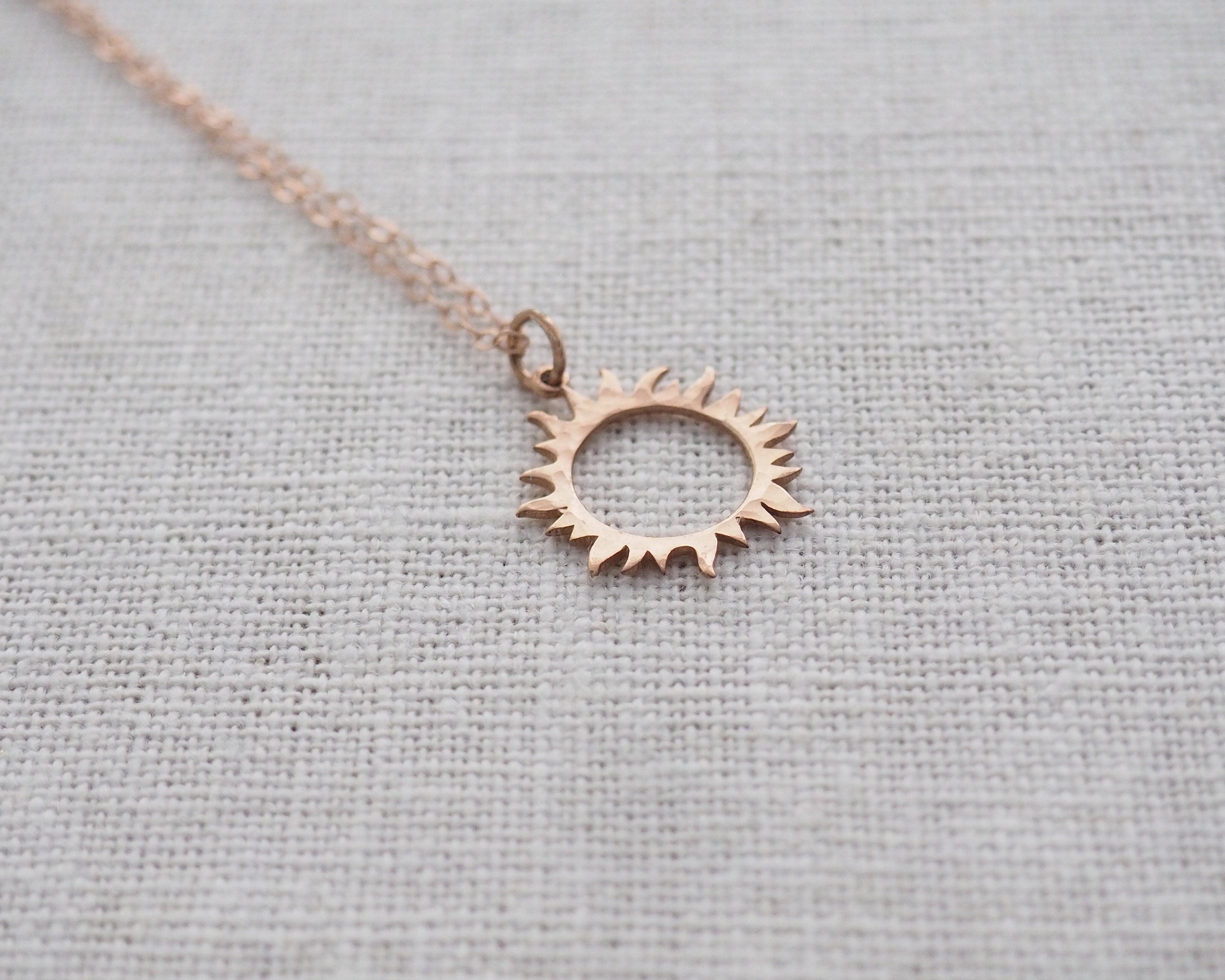 Rose Gold HAMMERED SUN Necklace You Are My Sunshine Necklace Etsy