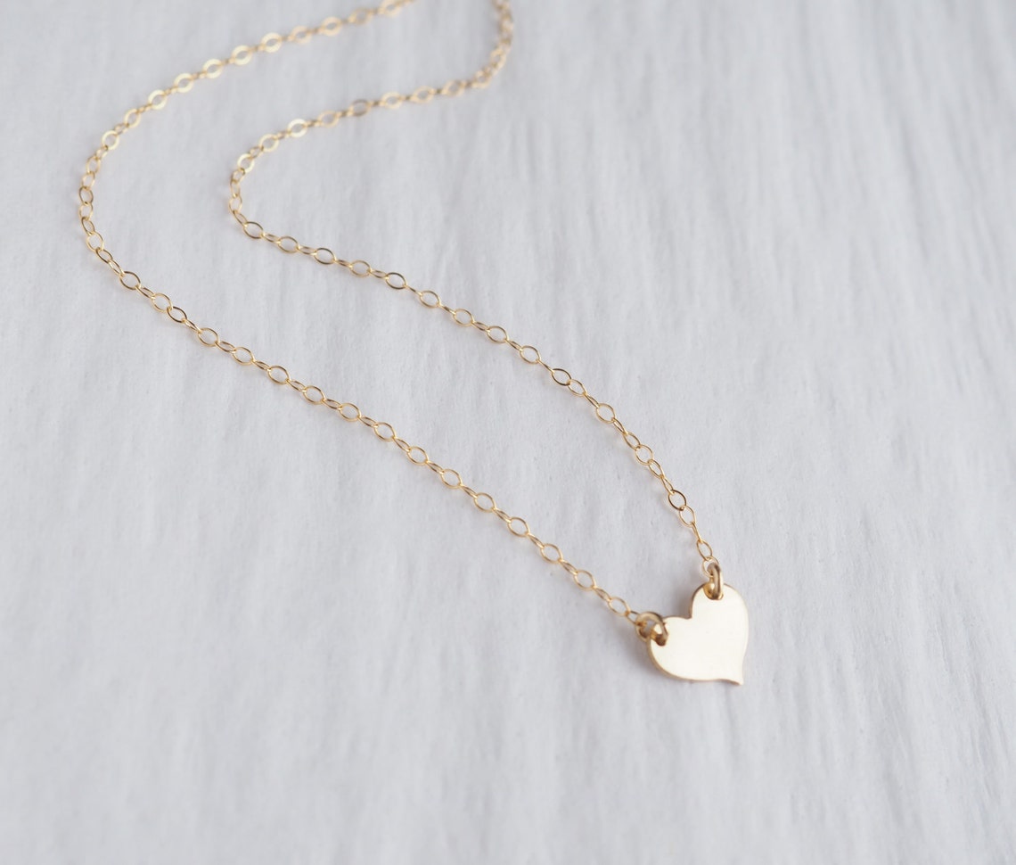 Gold HEART Necklace I Love You Necklace Valentines Day Etsy